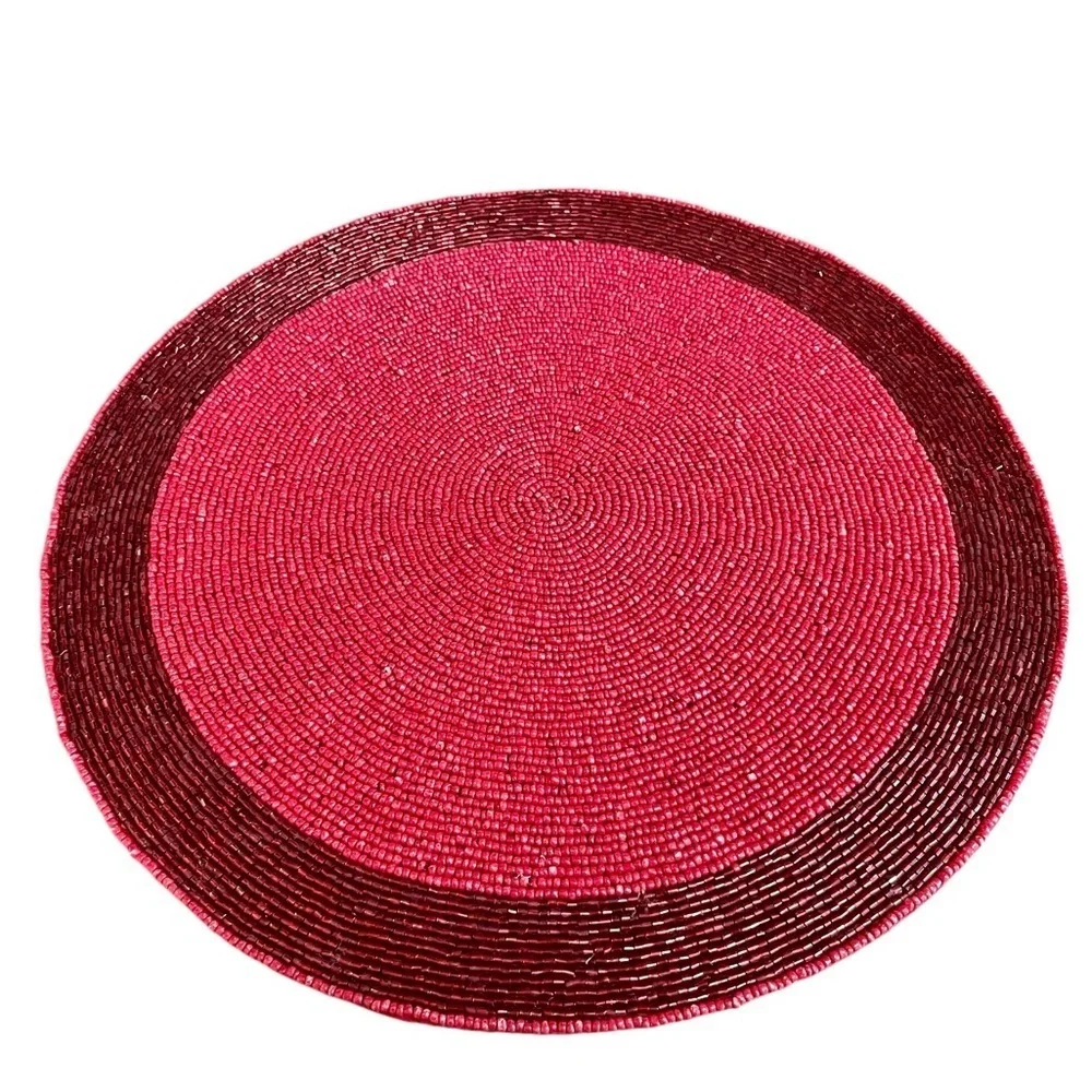 Handmade Beaded Chargers, Two, Tahari & Nicole Miller, 14” Round, Red…
